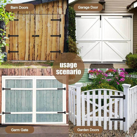 4 Pack Heavy Duty Gate Hinges T Strap Door Hinges For Shed Barn Fence And Gate Black Powder Coated Wrought Rustproof Outdoor Tee Hinges for various doors