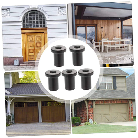 5 Piece Sliding Barn Door Track Spacers Set Adjustable Replacement Hardware for Flat Track Systems, black steel, easy install