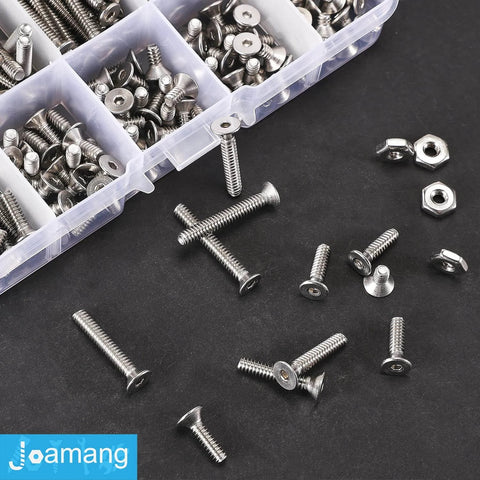 Premium 304 Stainless Steel Flat Head Hex Socket Cap Screws Set 220Pcs UNC 6 32 Nuts And Hardware Assortment Nine Common Sizes Included
