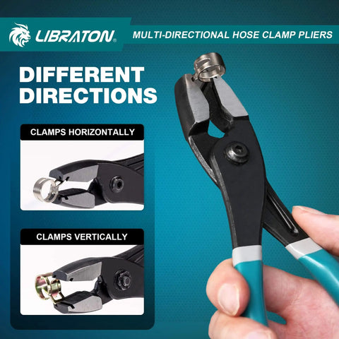 Pro Grade Multi Direction Hose Clamp Pliers With Two Direction Cross Groove Jaws For Automotive Repair in hand.