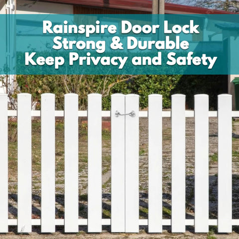 Privacy Hook And Eye Latch For Barn Doors Two Pack Stainless Steel Gate And Cabinet Latch on white fence outdoors