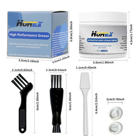 White Lithium Grease 50ml Go-To Multi Purpose Lubricant For Cars And Trailers Doors Hinges Seat Slides Sunroofs Window Tracks Marine Garage And Machinery Rust Protection Extreme Pressure Temperature Resistant From -20C To 120C with container, brushes, scraper and finger cots