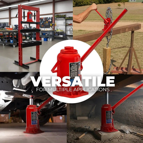 20 Ton Hydraulic Bottle Jack Portable Lift For Trucks RVs Farm Equipment in various uses and settings