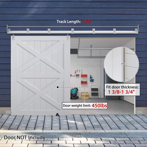 Sliding Barn Door Hardware Kit 10 Ft Heavy Duty Track For Indoor And Outdoor Doors Wall Mount Silver Built To Last