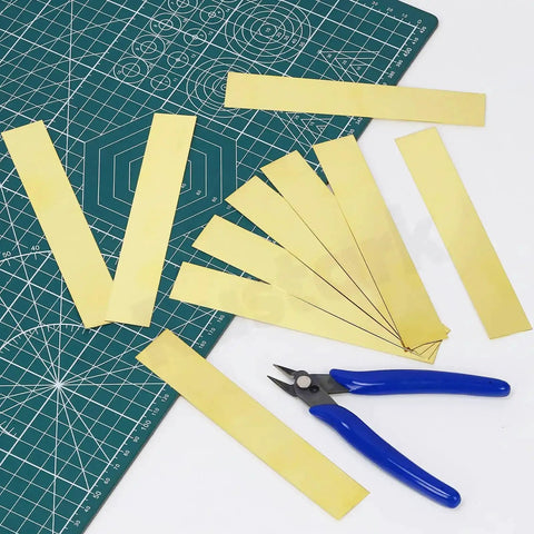 10 Piece Brass Strip Assortment Kit With Handy Brass Shim Sheets For Metalworking And DIY Projects, 1 Inch Wide By 5.9 Inch Long, 0.004 Inch Thick