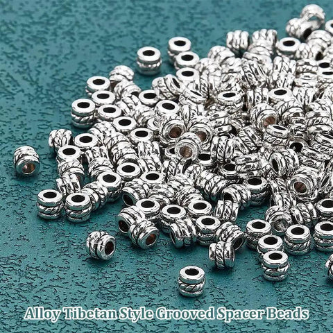 Antique Silver Tube Spacer Beads 300 Pcs Tibetan Zinc Alloy 4x5mm With 2.2mm Hole For Bracelet Necklace Earrings Jewelry