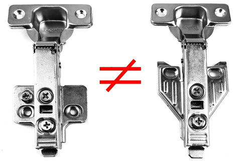 Comparison of two 30 Pack Full Overlay Face Frame Cabinet Hinges with 105 Degree Adjustable Concealed Soft Close Cup Hinges