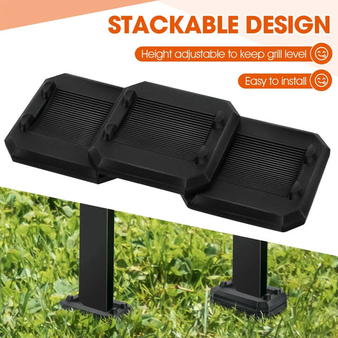 8 Pack 1/4 Inch Griddle Leveling Shims Kit for Blackstone Griddles, stackable rubber levelers in grass, side view