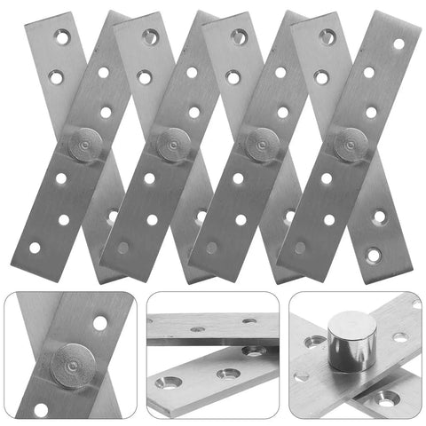 Six Piece Built Tough Heavy Duty Stainless Steel Hidden Door Pivot Hinges Set With 360 Degree Rotation shown in detailed view.