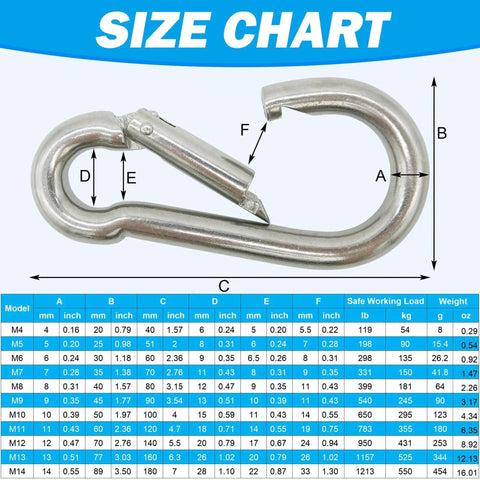 Front view of Outmate 316 stainless steel carabiner, 2.76 in, silver outdoor clip
