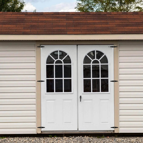 Shed doors with 4 Pieces Strap Hinges 5 Inch Heavy Duty Gate Hinge With Screws for outdoor use, black iron construction