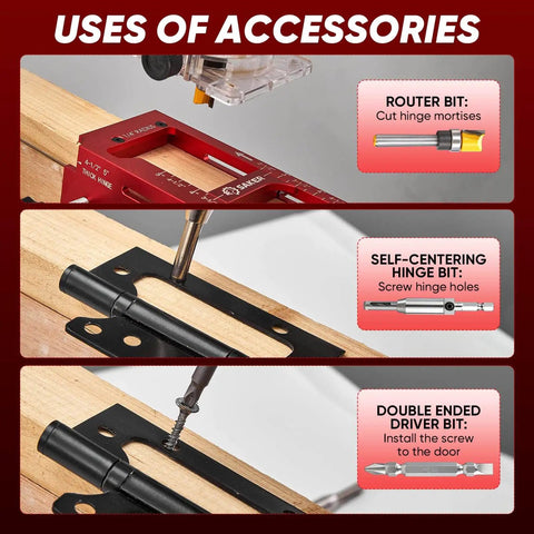 Uses of accessories with Pro Grade Aluminum Door Hinge Jig For Router Work That Feels Pro Level, Adjustable Door Jamb Template