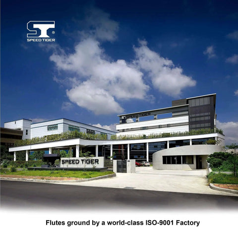 Speed Tiger factory exterior with company signage and greenery, showcasing commitment to quality manufacturing standards.