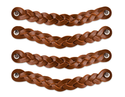 Braided Leather Drawer Pulls In Cognac Finish, 2 Pack, Measures 7-7/8 Inches Long By 1 Inch Wide, Industrial Rustic Hardware