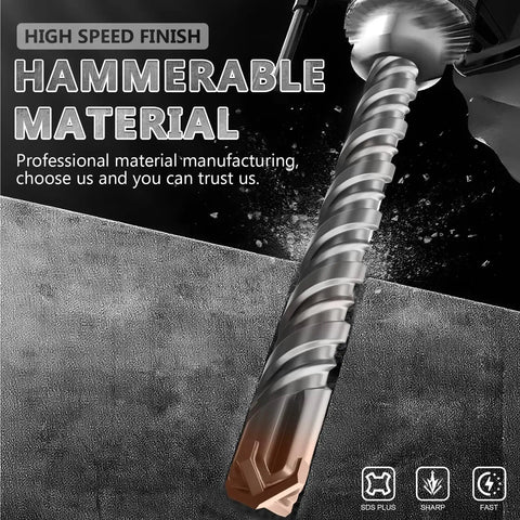 Close-up of Heavy Duty SDS Plus Rotary Hammer Drill Bit One And A Half Inch By Eighteen Inch With Four Carbide Cutting Edges