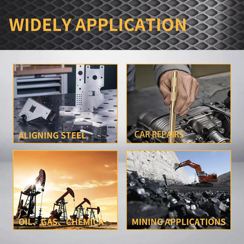Applications of 5-Piece Premium Brass Punch Set For Non-Marring Repairs in automotive, industrial, and DIY projects.