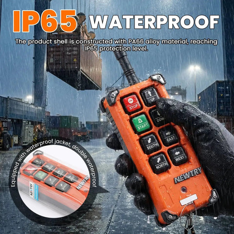 8 Button Wireless Crane Remote Control 12V Lift Hoist Transmitter Receiver with IP65 waterproof PA66 case