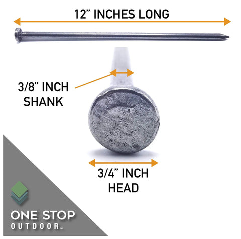 Heavy Duty 12 Inch Round Metal Landscape And Paver Edging Anchoring Spikes 10 Pack Rock Solid Timber Nails Tent Stakes