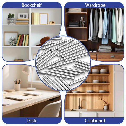 60Piece 3mm By 30mm Stainless Steel Shelf Dowels For Cabinets And Furniture Heavy Duty 304 Pegs To Support Shelves in various settings
