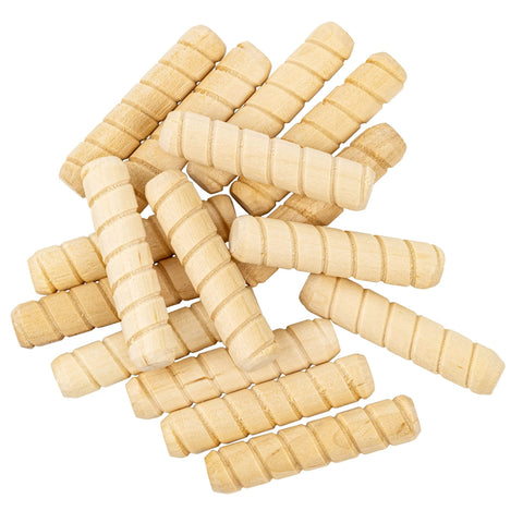 Spiral Grooved Hardwood Dowel Pins 7/16 Inch By 2 Inch Pack Of 50 Unfinished Natural Wood Dowels For Strong Furniture Joints DIY Woodworking