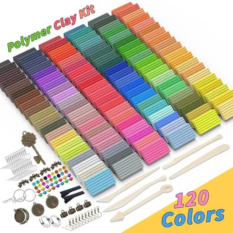 Colorful Polymer Clay Starter Kit With 120 Bright Colors Oven Baked Non Sticky Modeling Clay DIY Jewelry Making Set