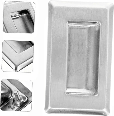 Stainless steel hidden recessed pull handle set, square flush concealed furniture handles for doors, drawers, and cabinets.