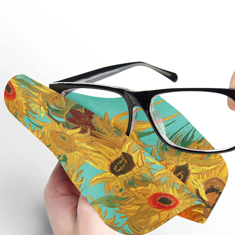 Microfiber Lens Cloth 6x6 For Glasses Phones Screens Van Gogh Sunflowers cleaning glasses close-up