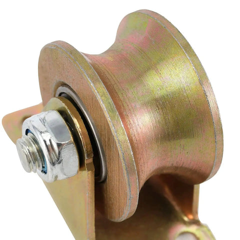 4 Pack 2 Inch U Groove Wheel Pulley 660 Lb 45 Steel Heavy Duty Sliding Gate Rollers With Bracket Rigid Caster For Inverted Track Rolling Gate Industrial Machines Wire Rope Rail Ideal For Inverted Track Systems Rolling Gates And Industrial Machinery close-up view