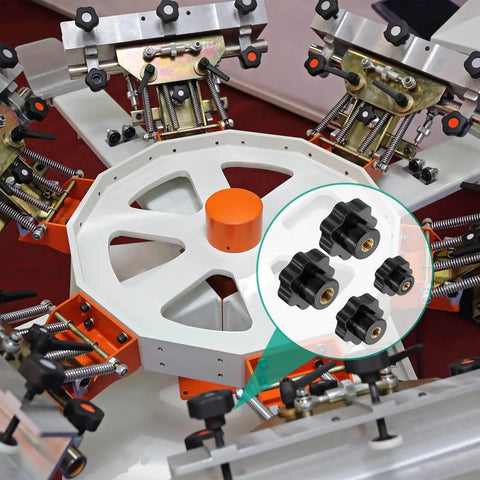 All-In-One 16 Piece Clamping Star Knob Set For Machines With M4 M6 M8 M10 Threads, 7-Point Star Plastic Heads in jig setup