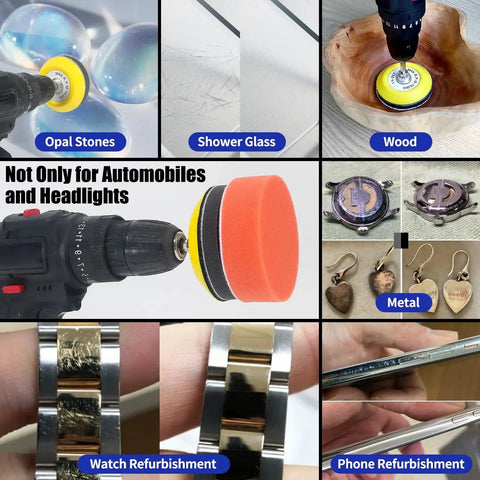 3 Inch Sanding Disc Kit For Drill Polishing Wet Dry Headlight Restoration used on various surfaces like metal and wood
