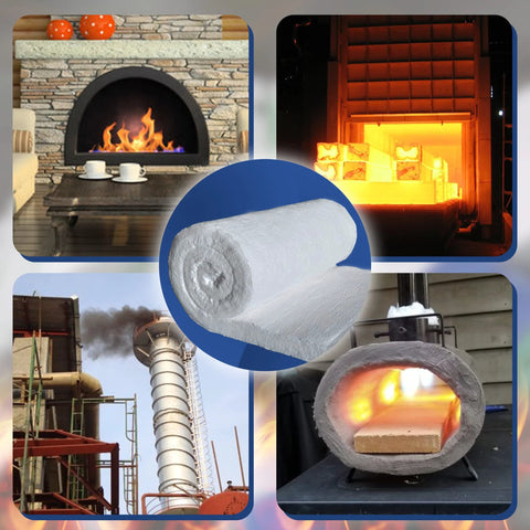 Ceramic fiber blanket insulation roll, white, 8# 2400F, 2 in x 24 in x 75 in.

Ceramic fiber blanket insulation, white roll for home fireplace installation.

Ceramic fiber blanket insulation, white roll installed in high-temperature furnace lining.

Ceramic fiber blanket insulation, white roll used on industrial chimney stack.

White ceramic fiber blanket insulation installed in forge around brick heater.