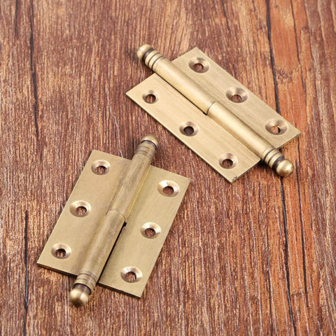 Antique brass folding butt hinges 2-pack with screws by Dophee, durable hardware for cabinets, size 2.83 x 1.97 x 1.34 inches.