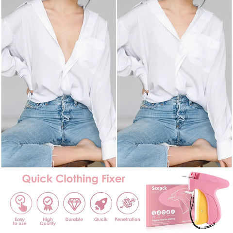 Handheld Stitch Gun For Quick Clothing Repairs, Mini Sewing Kit With Micro Tagging Gun, pink and yellow tool with packaging