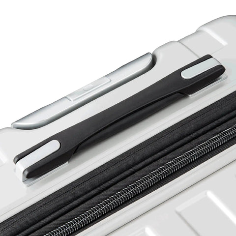 Close-up of Lightweight Titanium Hardside Expandable Spinner Luggage With Scratch Resistant Matte Finish handle
