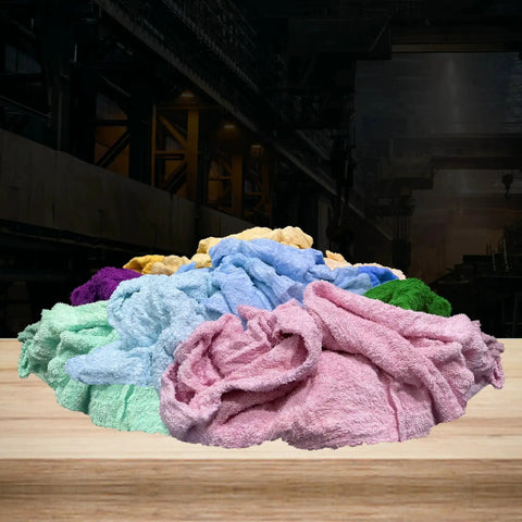 Recycled Color Terry Cloths 5 Lbs Compressed Box Heavy Duty Cleaning Shop Towels For Garage And Industrial Use And Housekeeping