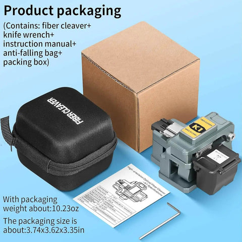 K1 Universal Fiber Cleaver For Fiber Optic Hot Melt And Cold Welding, Built-In Waste Box, 3-In-1 Cutting Tool with packaging box