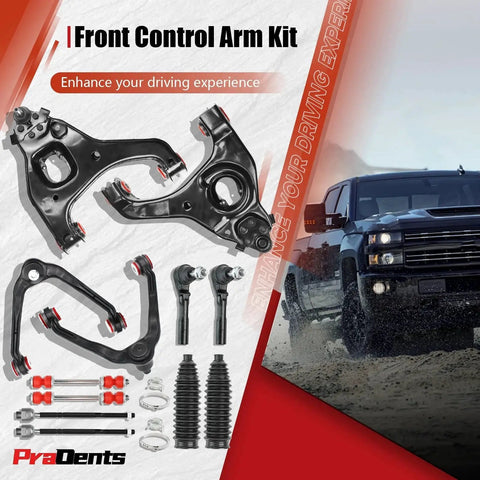 12Pc Front End Suspension Kit With Upper And Lower Control Arms And Polyurethane Bushings For 1999 2006 Chevy Silverado 1500 And GMC Sierra 1500 RWD Upgrade To A Firmer, Smoother Ride.