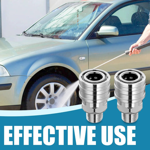 Stainless Steel One Quarter Inch Quick Connect Pressure Washer Fittings Adapter From One Quarter Inch Socket To Male NPT 5000 PSI