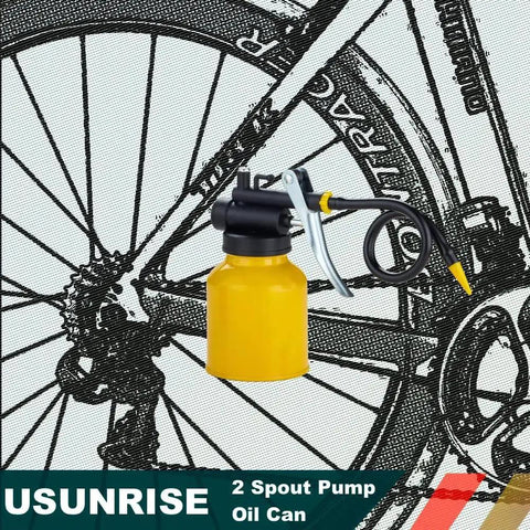 Metal Pump Oiler Can With Dual Spouts For Cars Bikes And Machinery 8 Oz Yellow Powder Coated Oil Can High Pressure Pump