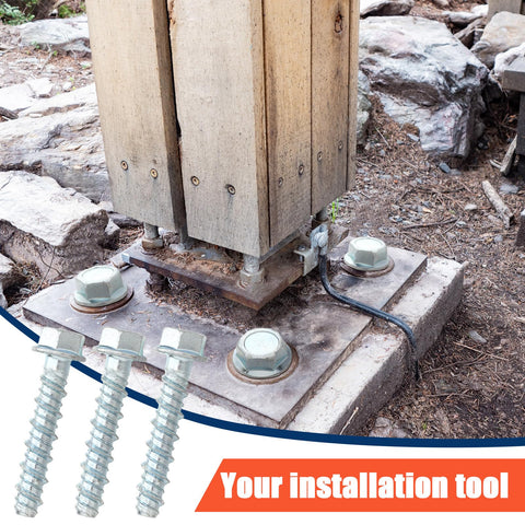 50 Pack Half Inch By Four Inch Concrete Screws Heavy Duty Galvanized Anchors For Masonry Brick Block Decking Framing Hex Drive