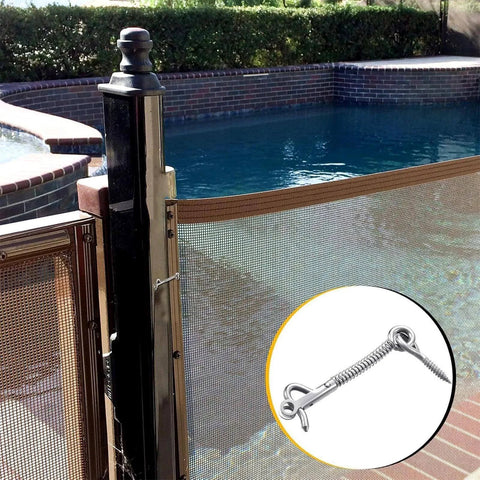Stainless Steel Gate Latch Kit with Hook and Eye Fasteners, 12-Piece Outdoor Privacy Security Hardware for Mesh Fence by a Pool