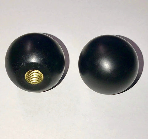 Heavy Duty Black Phenolic ABS Female Ball Knob With Brass Insert 3/8-16 Thread, side view showing threaded brass insert