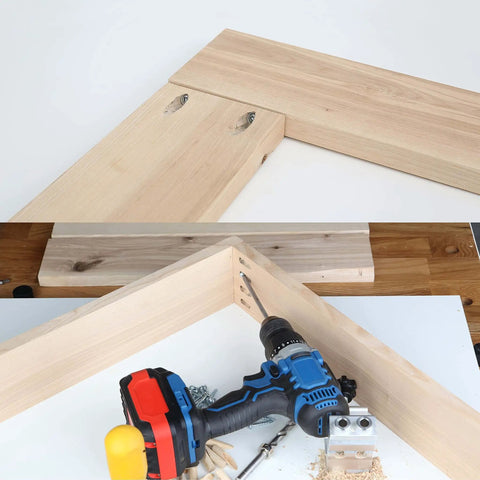Pocket Hole Jig Kit 31 Piece Set With Adjustable Drill Guides Step Drill Bit and mounting on wooden frames