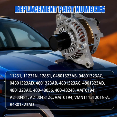 Plug And Play Alternator Replacement For Jeep Compass Patriot Avenger Caliber Sebring 1.8L 2.0L 2.4L L4 Engines Fits 2007 2017