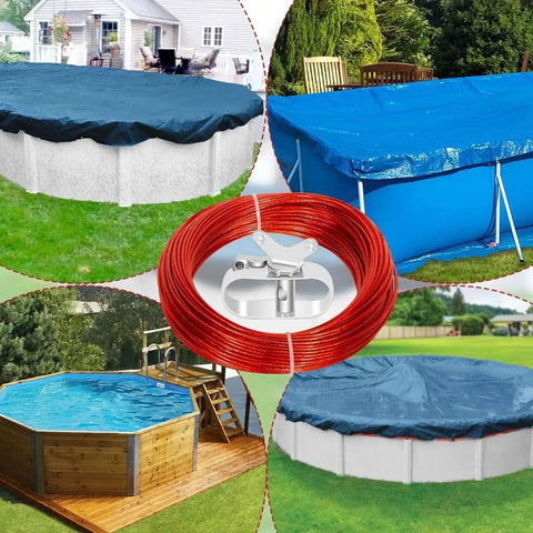 164 Ft Above Ground Pool Cover Cable And Winch Kit with no fuss ratchet winch and heavy duty wire for secure winter covers