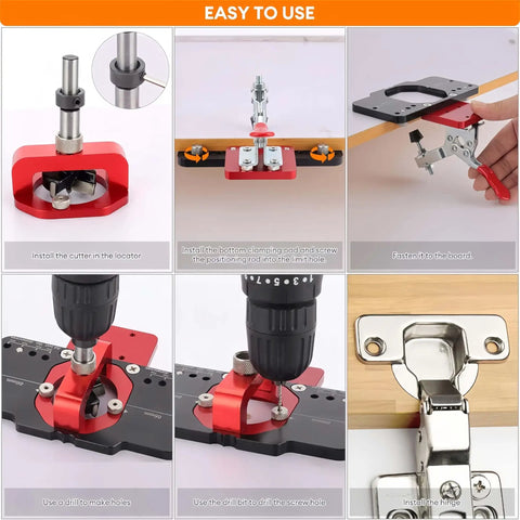 35mm Hinge Jig for Cabinet Doors, Precision Drilling Guide, Rugged Aluminum Alloy Build, Easy to Use for Accurate Installations