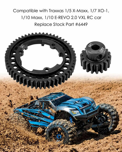 Heavy Duty 54T Spur Gear With 18T Pinion Gear All In One Upgrade Kit For Traxxas X Maxx XO1 Maxx E Revo 2 0 VXL Models Replacement