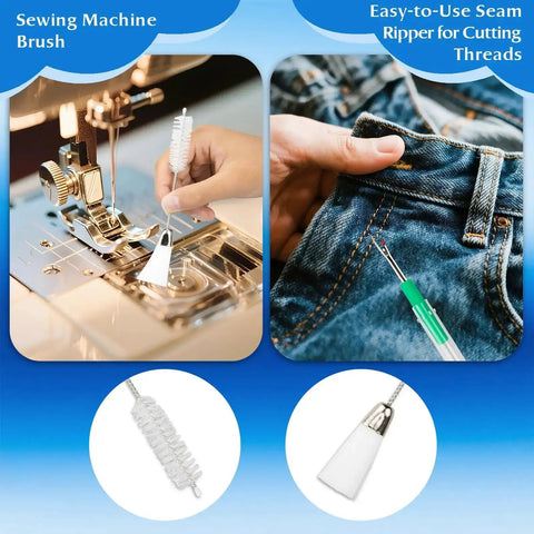15 Piece Sewing Machine Cleaning Kit With Screwdriver, Tweezers, Double Headed Brush, Silicone Brush, Rippers, And Storage Case