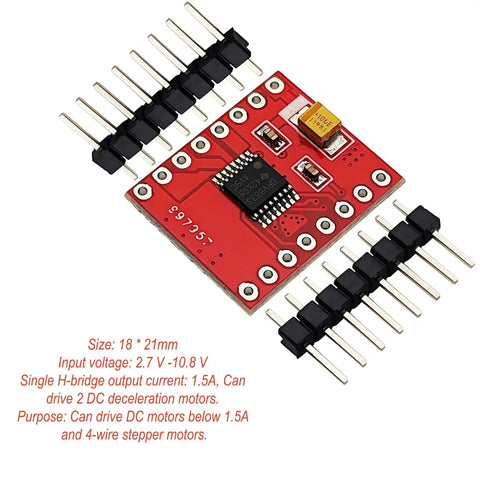 Six Pack DRV8833 Dual DC Motor Driver Module H Bridge Board For Arduino TB6612 shown with pins and specifications