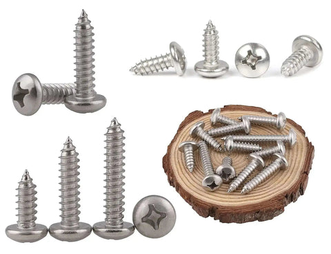 Assorted screws from 600 Piece Self Tapping Sheet Metal Screw Kit In 12 Sizes M2 M2.2 M2.6 M3 Pan Head 304 Stainless Steel